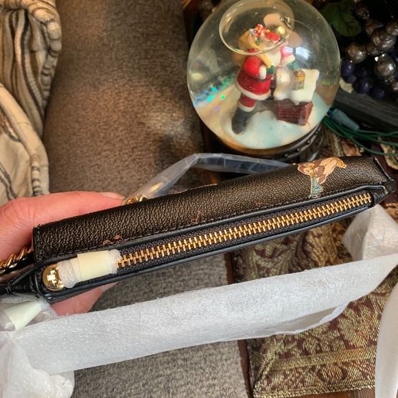 Authentic COACH Printed Penguins coated canvas/smooth leather phone/cards Crosby - Picture 6 of 11